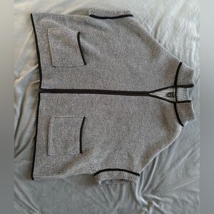 MIXIT Black & White Knit Zip-Up Oversized Cardigan Hoodie | One Size